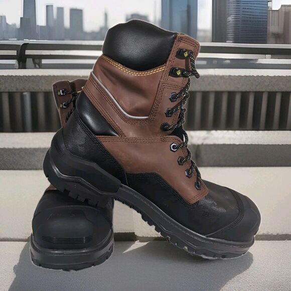 Terra Gantry Work Boots Men's Size 9W Black/Brown Waterproof Composite Toe S973 - Picture 1 of 7